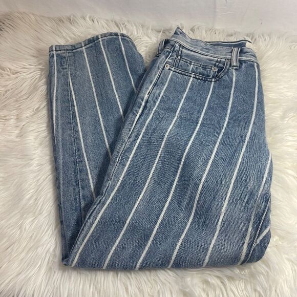 Free People We The Free Draw The Line Striped Straight Leg Jeans Sz 26 - Picture 4 of 13